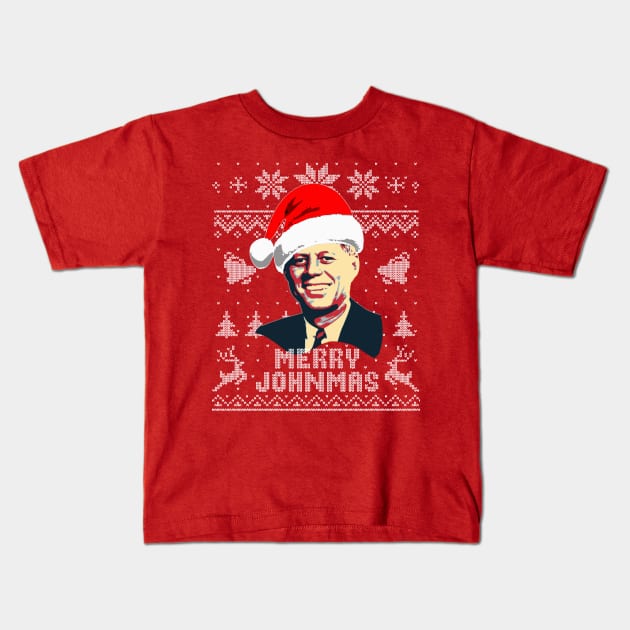 John F Kennedy Mery JohnMas Kids T-Shirt by Nerd_art